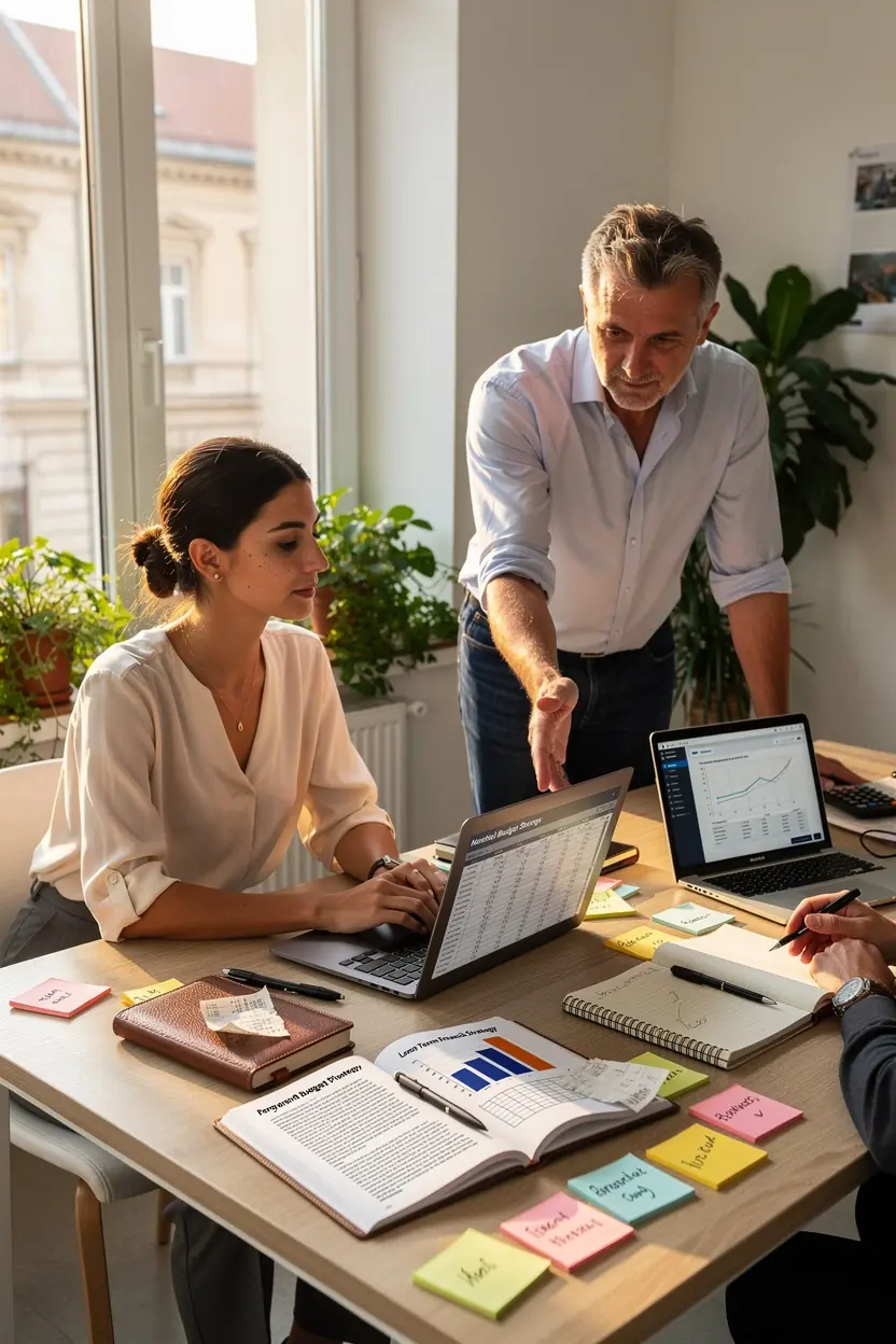 Pénzügyi döntéshozatal során használt eszközök és alkalmazások képe, amelyek támogatják a felhasználókat.